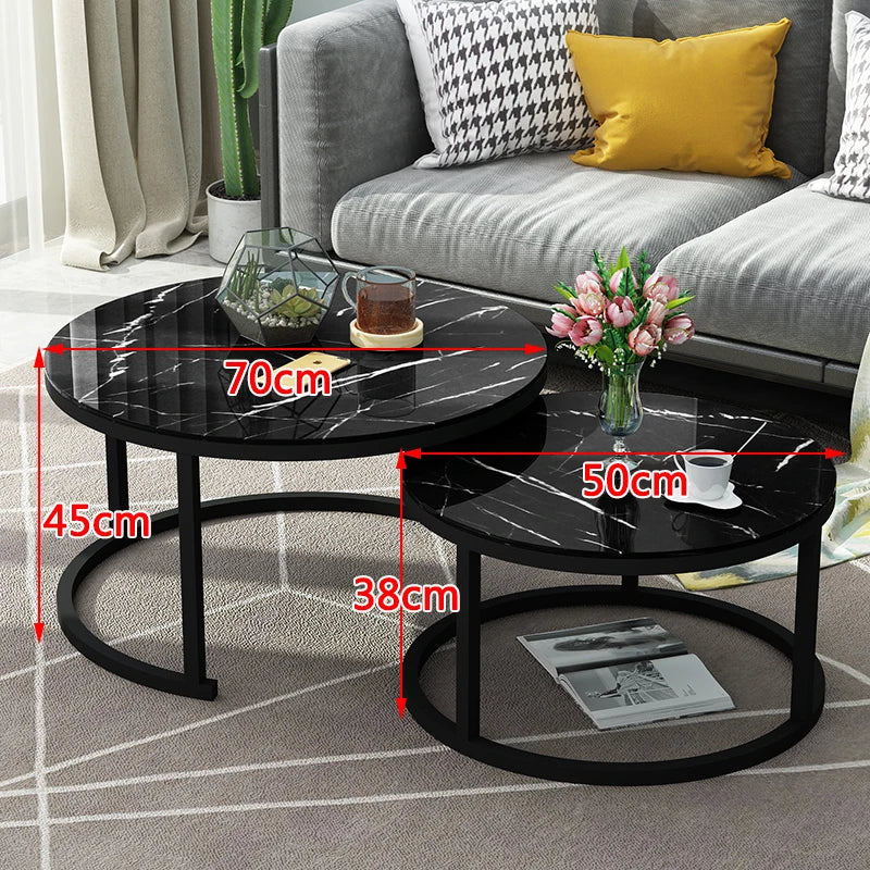 Coffee table home Extendable sofa tables living room furniture light luxury side tables Nordic round glass end desk combination