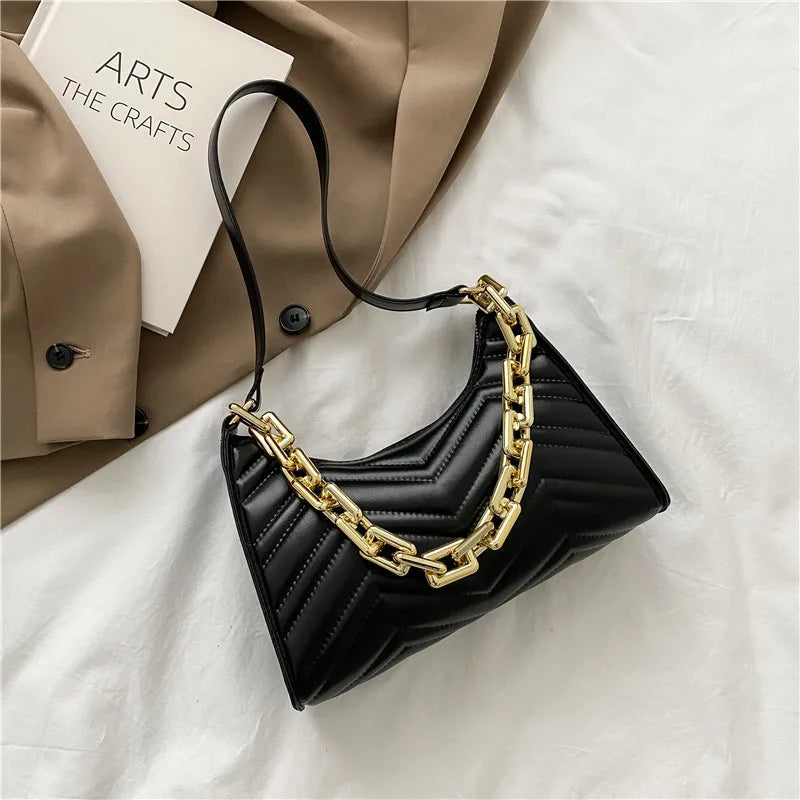 2023 Hand-carried Women's Bag Bridal Bag Women's Fashion Korean Version Rhombus Armpit Bag Chain Handbag Shoulder Bag Satchel