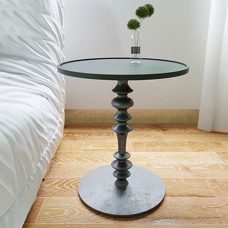 Wuli Nordic Retro Sofa Side Table Roman Column Simple Design Solid Wood Living Room Coffee Table Leisure Round Coffee Table