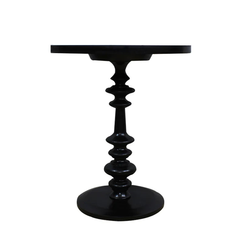 Wuli Nordic Retro Sofa Side Table Roman Column Simple Design Solid Wood Living Room Coffee Table Leisure Round Coffee Table