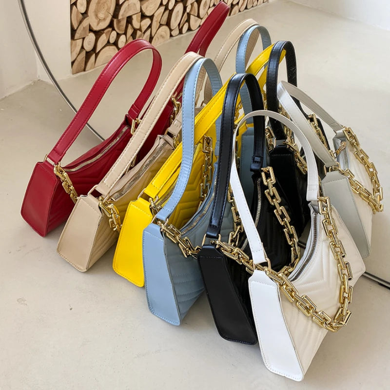 2023 Hand-carried Women's Bag Bridal Bag Women's Fashion Korean Version Rhombus Armpit Bag Chain Handbag Shoulder Bag Satchel