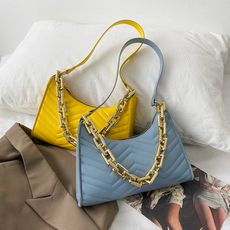 2023 Hand-carried Women's Bag Bridal Bag Women's Fashion Korean Version Rhombus Armpit Bag Chain Handbag Shoulder Bag Satchel