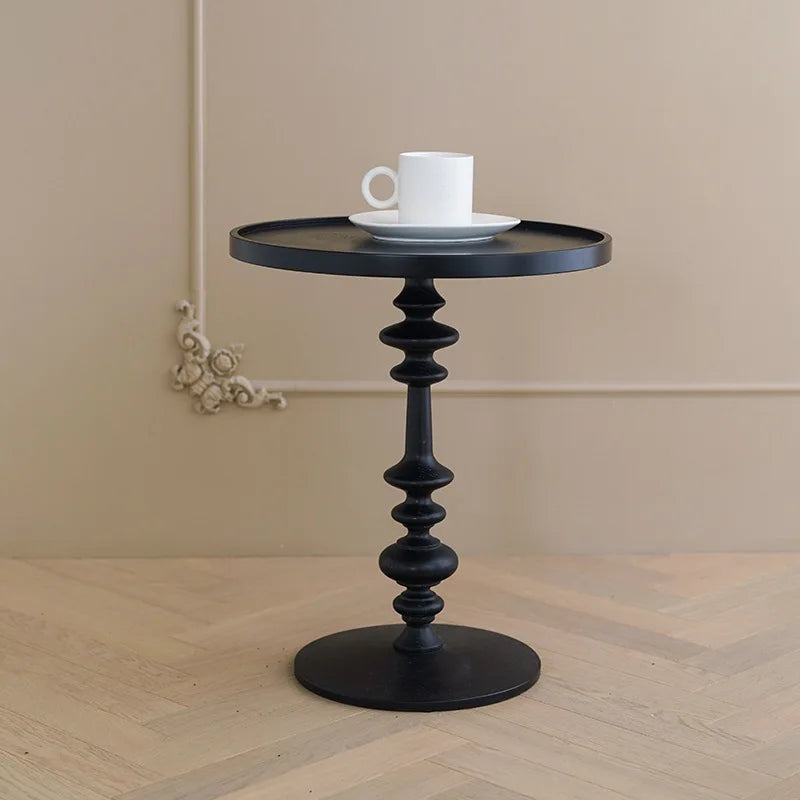 Wuli Nordic Retro Sofa Side Table Roman Column Simple Design Solid Wood Living Room Coffee Table Leisure Round Coffee Table