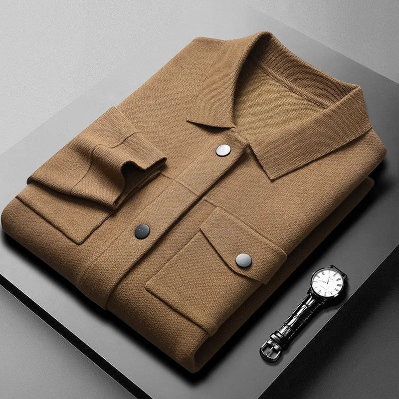 Winter New Luxury Men Sweater Clothing Top Quality Korean Slim Fit Cashmere Cardigan 2023 Fashion Turn-down Collar Men's Jackets