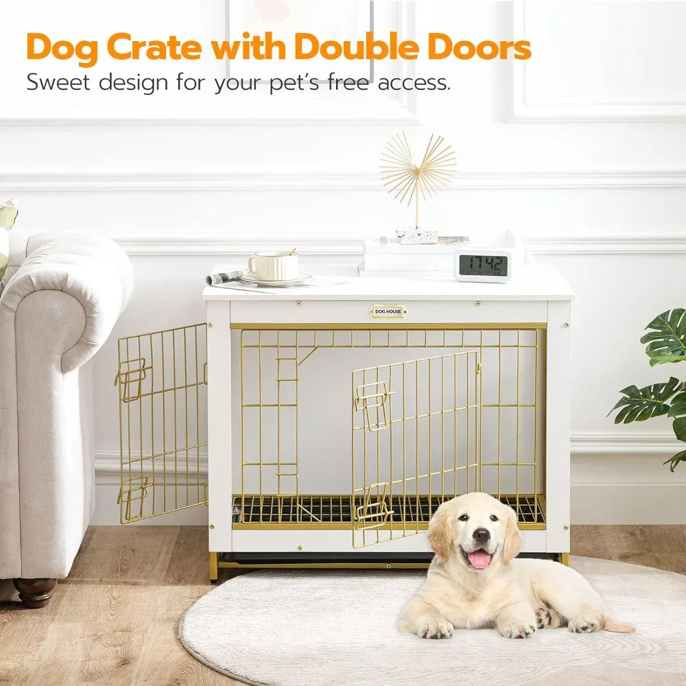 Large Dog Kennel Double Doors Modern Side End Table for Medium/Large/Small Dog Crate Furniture Everything for Dogs Bed Beds Pet