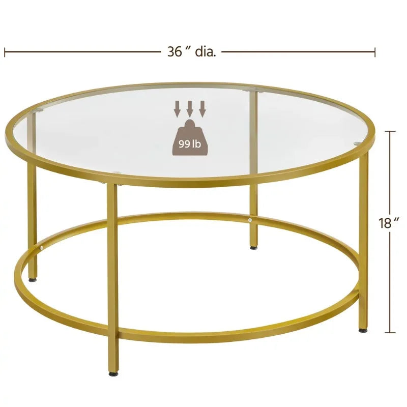 Alden Design Round Modern Glass-Top Coffee Table