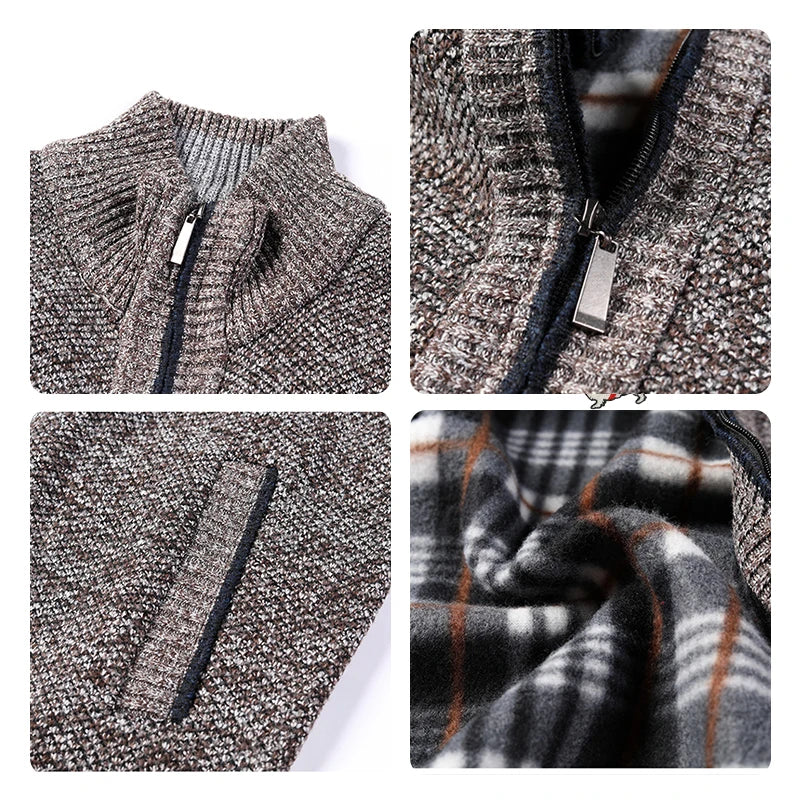 Serige Park Cardigan Sweater Men's Winter Plush Luxury Bow Brand Zipper Sweater Coat Men's Clothing Designer Long Sleeved Shirt