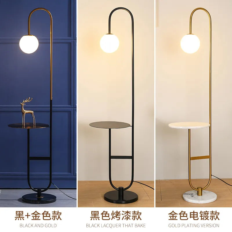 Modern Floor Lamp Nordic Standing Lamp with Round Table Art Deco Floor Lamps for Living Room LED Sofa Floor Lights for Tea Table