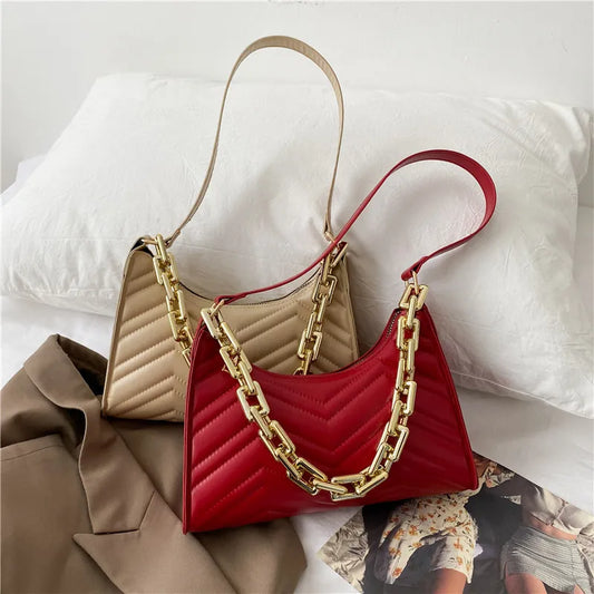 2023 Hand-carried Women's Bag Bridal Bag Women's Fashion Korean Version Rhombus Armpit Bag Chain Handbag Shoulder Bag Satchel