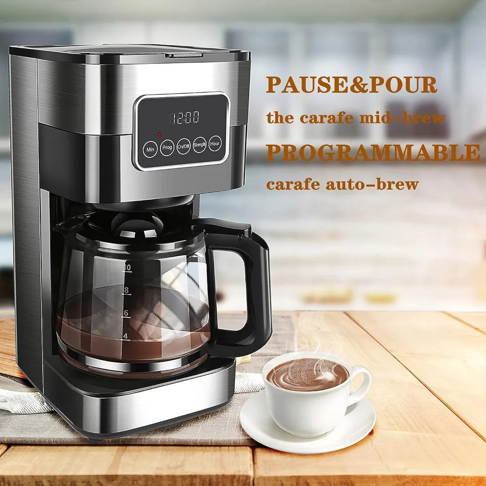 10 Cup Programmable Coffee Makers Mini Coffee Machine with Carafe, Electric Coffee Maker, Mini Coffee Pot