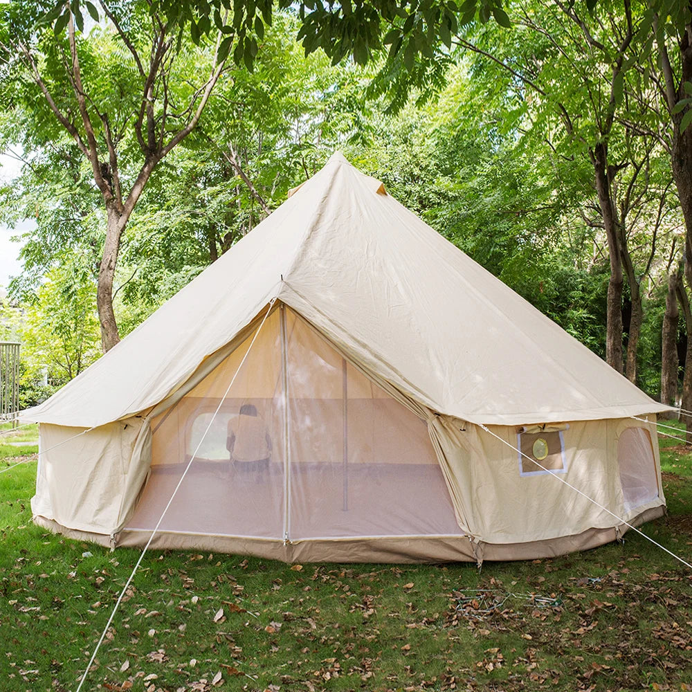 4 meter Bell Tent 900D oxford Outdoor Safari Glamping Yurt 5-8 Person Camping Waterproof 4 Season stove jacket cable hole