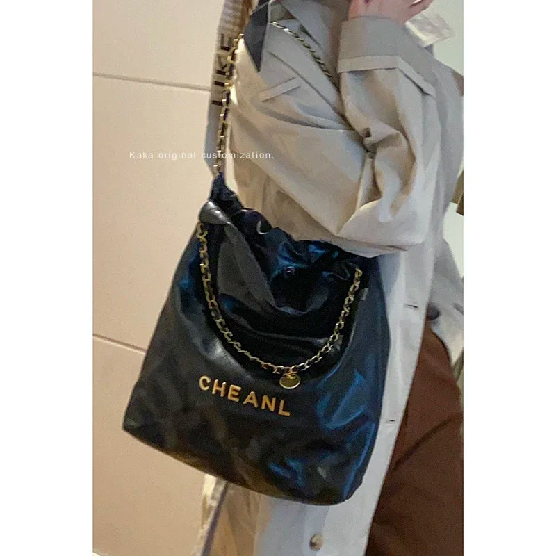 Chain Hand Bags for Women Soft Leather Large Capacity Tote Handbag 2023 New Korean Fashion Letter Sac Bandoulière Luxury Bag