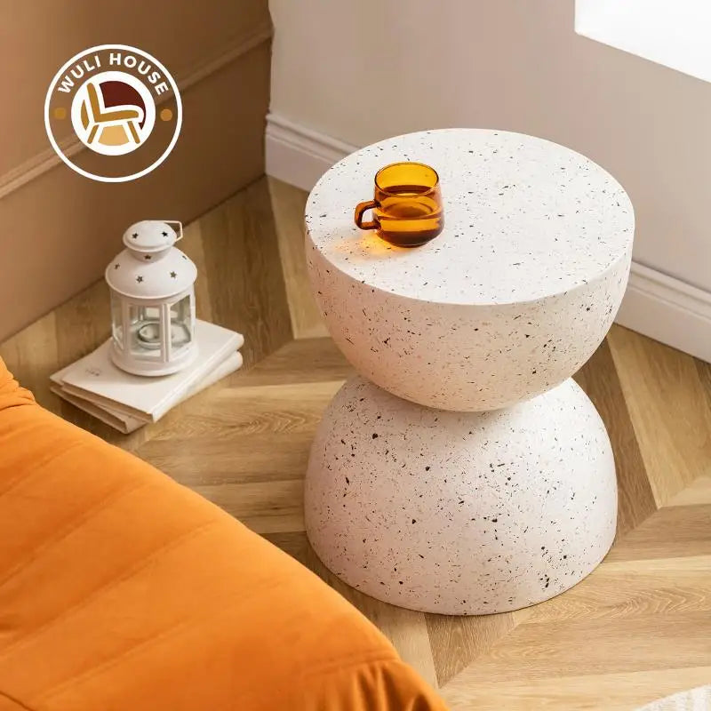 Wuli Nordic Hourglass Imitation Terrazzo Small Side Table Ins Coffee Table Coffee Table Creative Round Storage Small Side Table