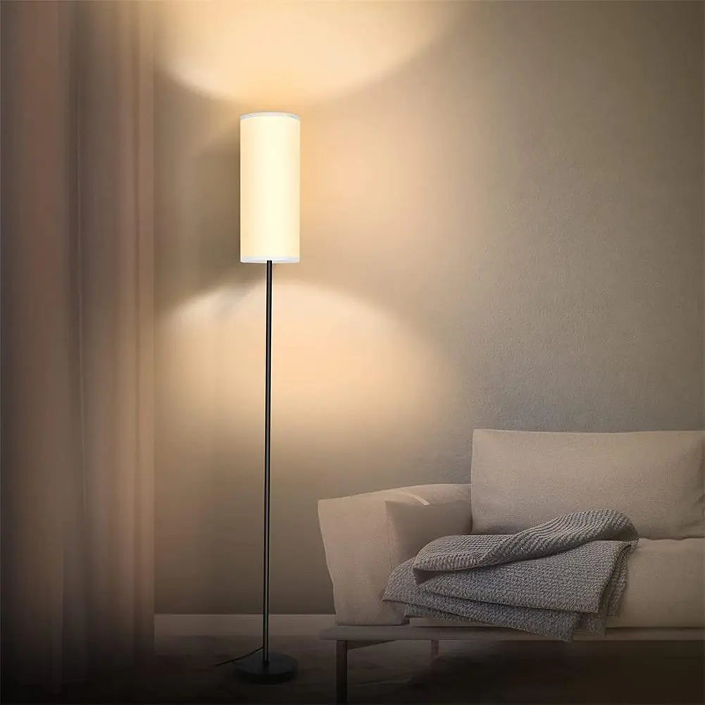 LED Floor Lamp With 3 Color E27 Light Bulb Dimmable Reading Light Linen Lampshade Lamp For Bedroom Living Room Office