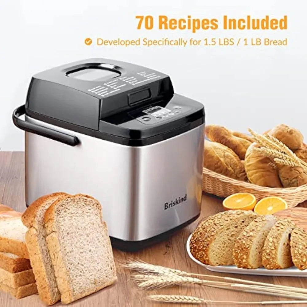 19-in-1 Compact Bread Maker Machine, 1.5 lb / 1 lb Loaf Small Breadmaker with Carrying Handle, Including Gluten Free