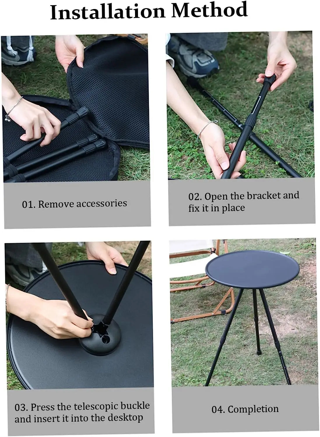 Folding Round Table Portable Telescopic Outdoor Three-legged Dining Table Aluminum Alloy Coffee Table Hike Picnic Liftable Table