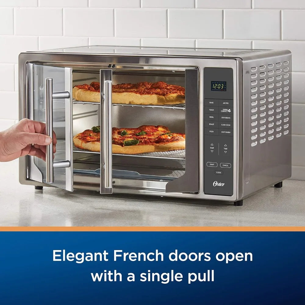 Air Fryer Oven, 10-in-1 Countertop Toaster Oven, XL Fits 2 16" Pizzas, Stainless Steel French Doors