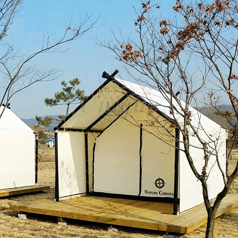 Prefab Wood House for Outdoor Camping, Luxury Triangle Tent, Glamping Hotel Resort, Villa Safari Tent