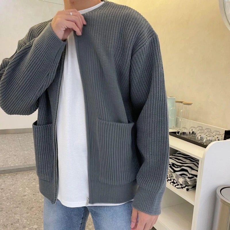 Knit Sweaters For Men Cardigan Men's Autumn Warm Clothing Luxury Y2k Vintage New Sweater Winter Cotton Warm Man Clothes