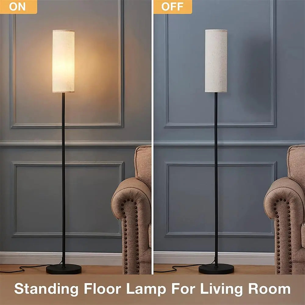 LED Floor Lamp With 3 Color E27 Light Bulb Dimmable Reading Light Linen Lampshade Lamp For Bedroom Living Room Office