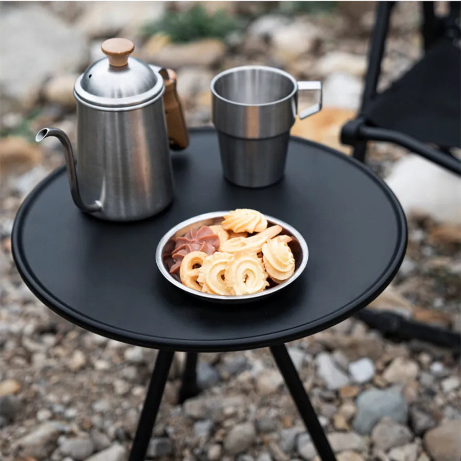 Folding Round Table Portable Telescopic Outdoor Three-legged Dining Table Aluminum Alloy Coffee Table Hike Picnic Liftable Table