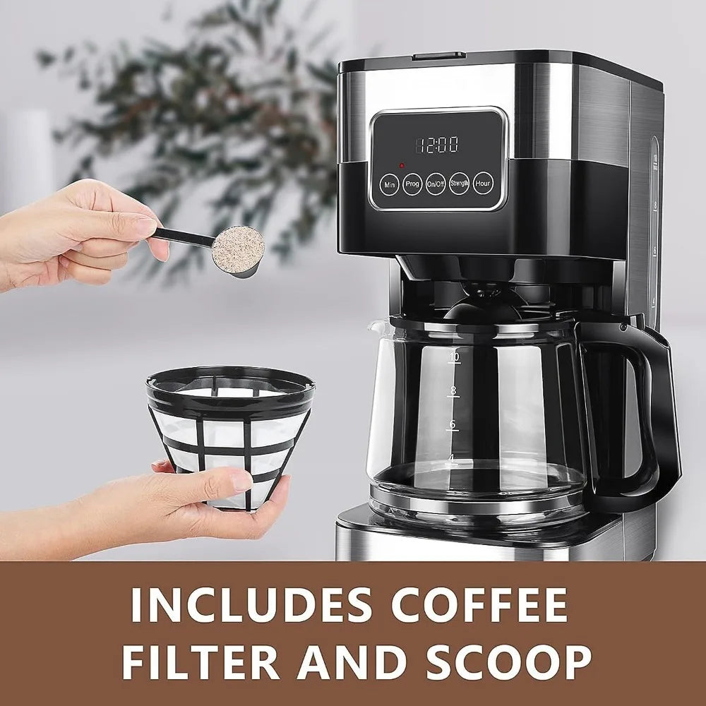 10 Cup Programmable Coffee Makers Mini Coffee Machine with Carafe, Electric Coffee Maker, Mini Coffee Pot