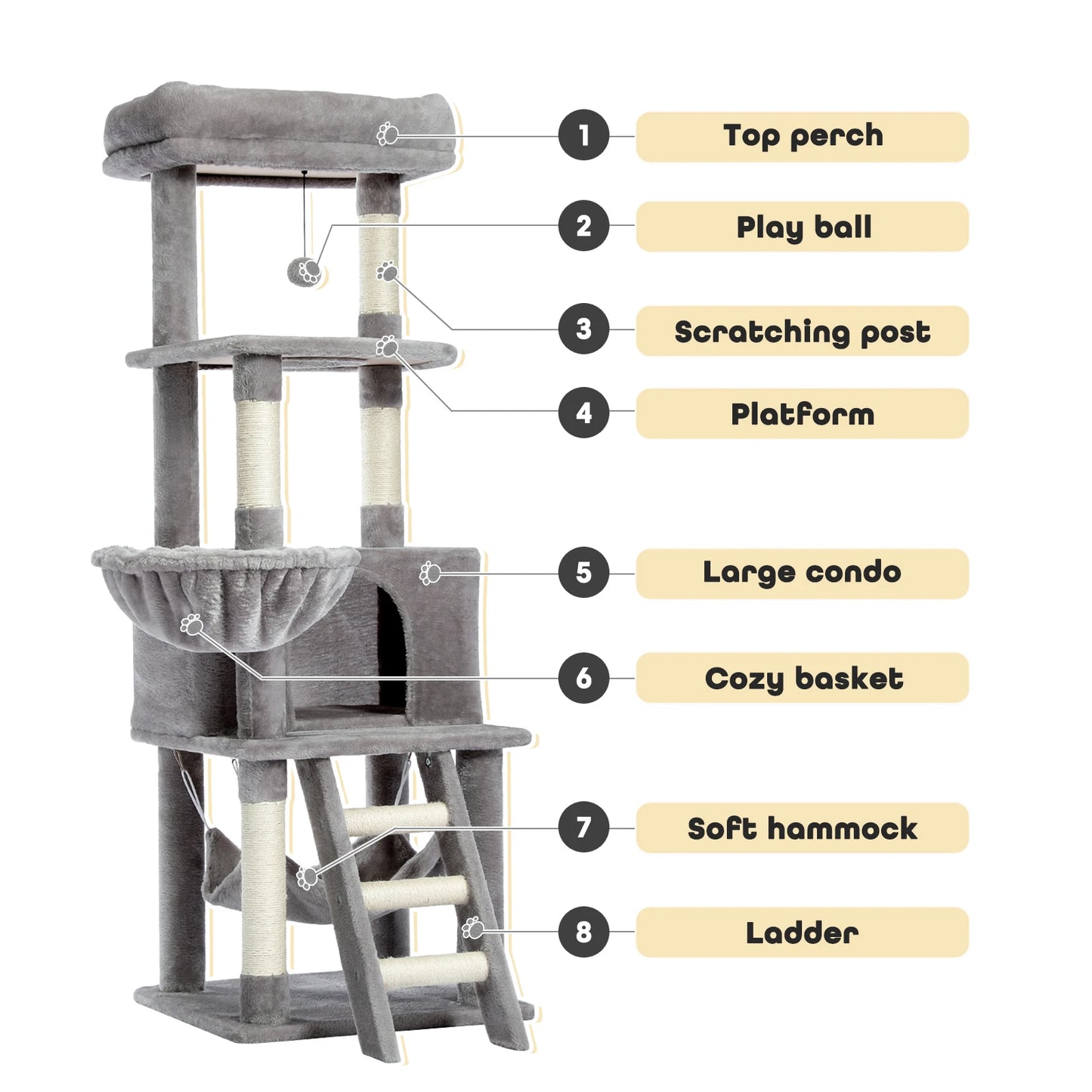 Free Shipping Luxury Cat Tree Condo Furniture Kitten Activity Tower Pet Kitty Play House with Scratching Posts Perches Hammoc