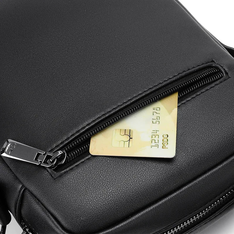 New Men's bag PU Leather Shoulder Bag husband Multi-function square Cross bag fashion Contrast Messenger Pack Men handbag