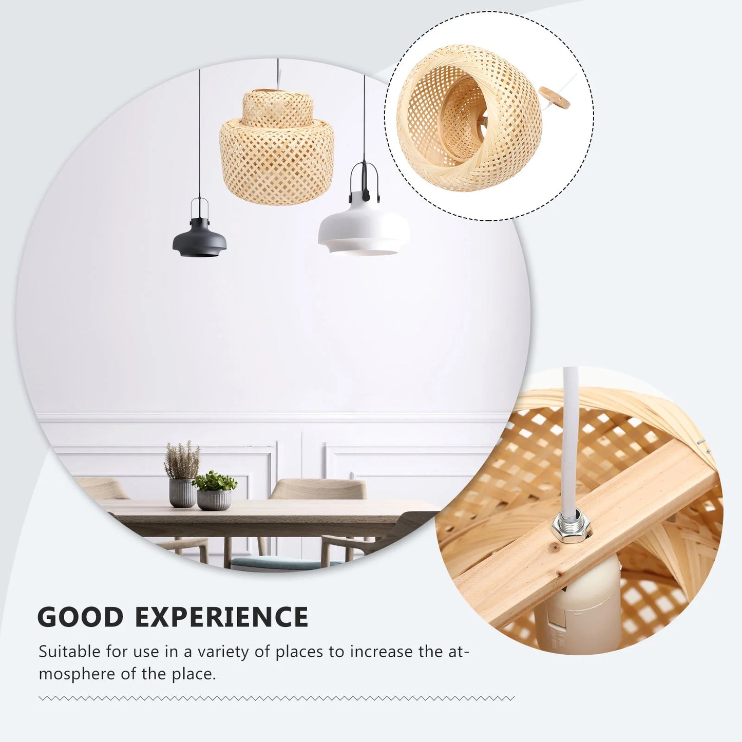 Modern Hand Woven Bamboo Chandelier Lampshade Celing Light Cover Pendant Dining Rroom Light Fixture Without Bulb