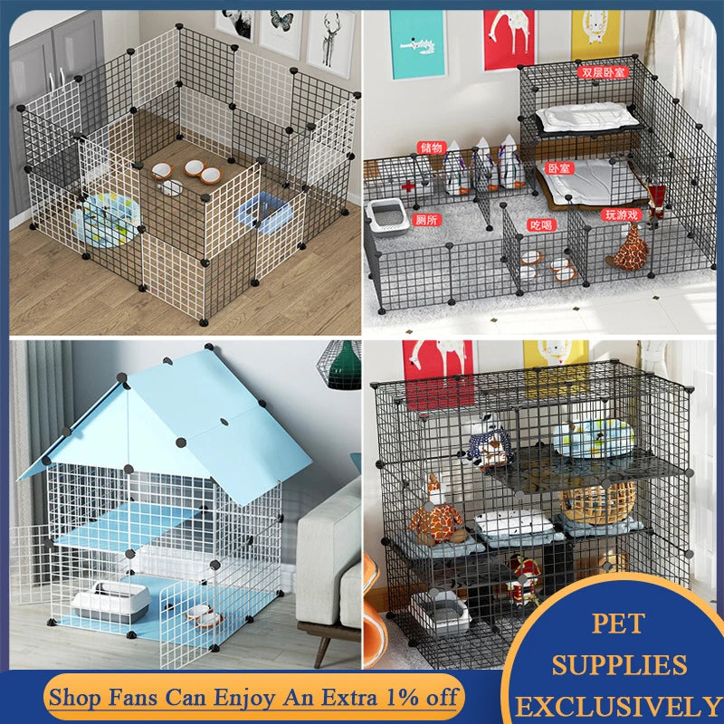 DIY Freely Pet Gate Dog Fences Combined for Puppy Guinea Pig Cage Kennels Playpen for Rabbit Hutch Indoor Playground Accessories