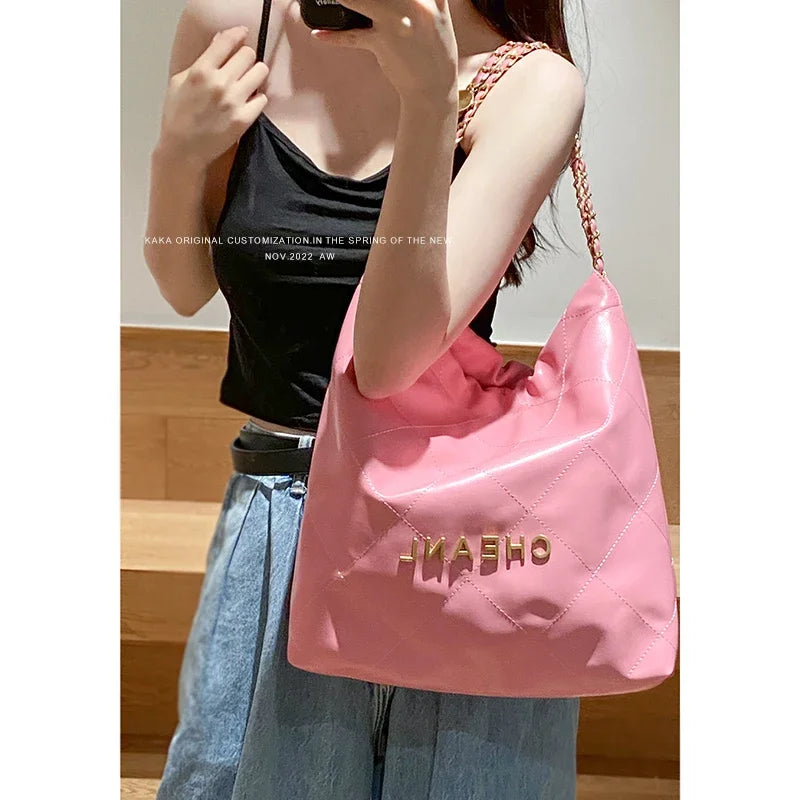 Chain Hand Bags for Women Soft Leather Large Capacity Tote Handbag 2023 New Korean Fashion Letter Sac Bandoulière Luxury Bag