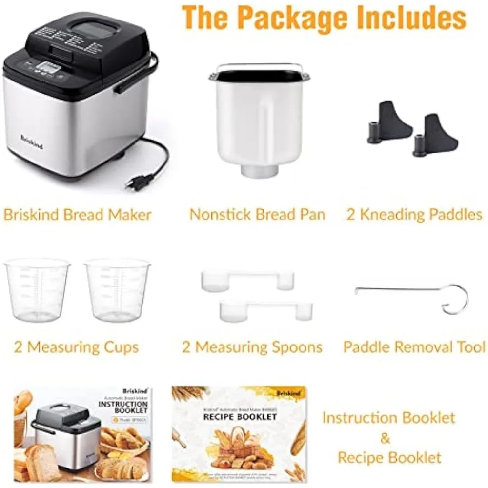 19-in-1 Compact Bread Maker Machine, 1.5 lb / 1 lb Loaf Small Breadmaker with Carrying Handle, Including Gluten Free