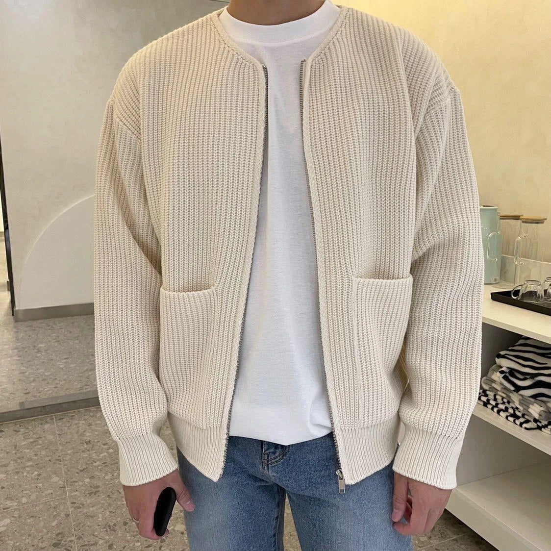 Knit Sweaters For Men Cardigan Men's Autumn Warm Clothing Luxury Y2k Vintage New Sweater Winter Cotton Warm Man Clothes