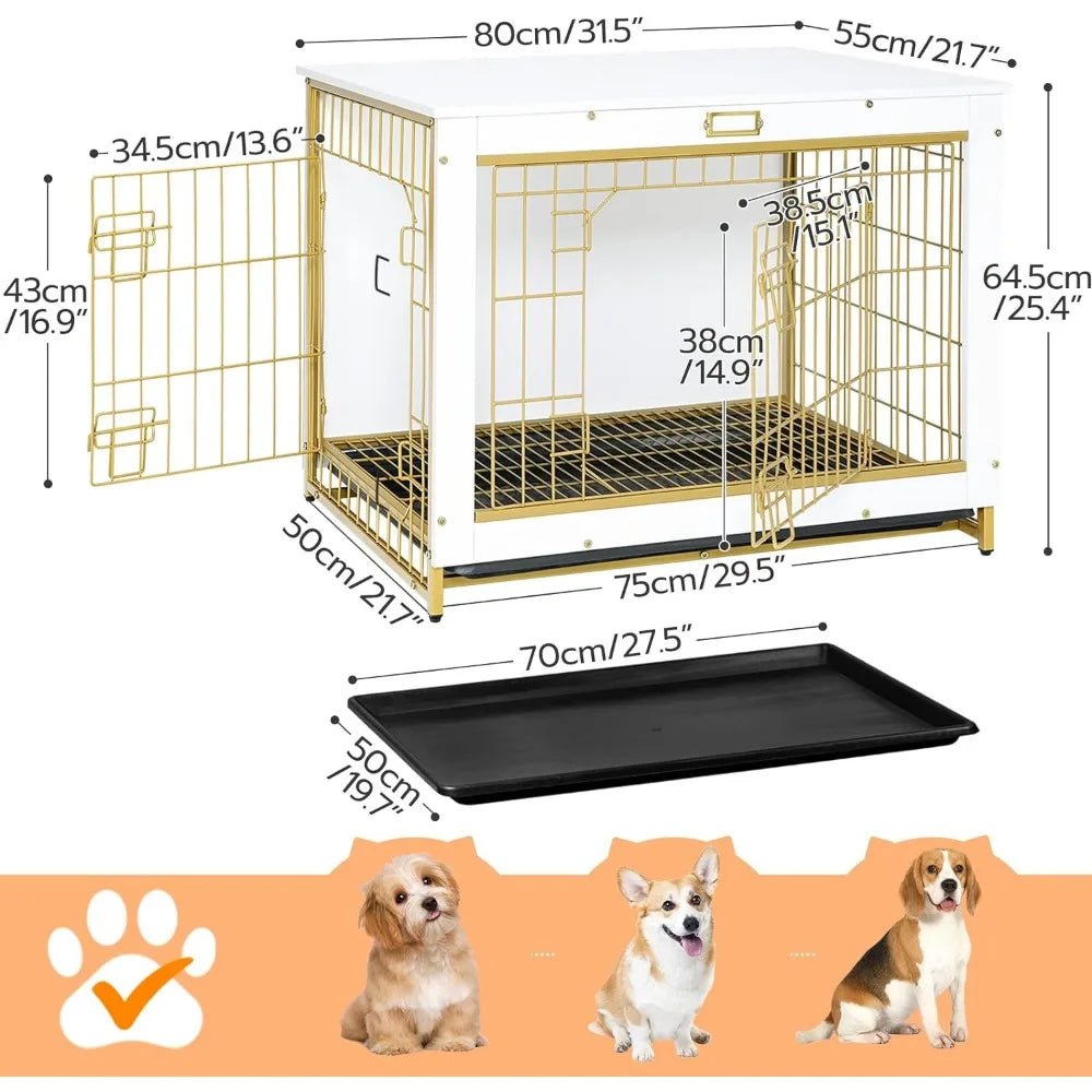 Large Dog Kennel Double Doors Modern Side End Table for Medium/Large/Small Dog Crate Furniture Everything for Dogs Bed Beds Pet