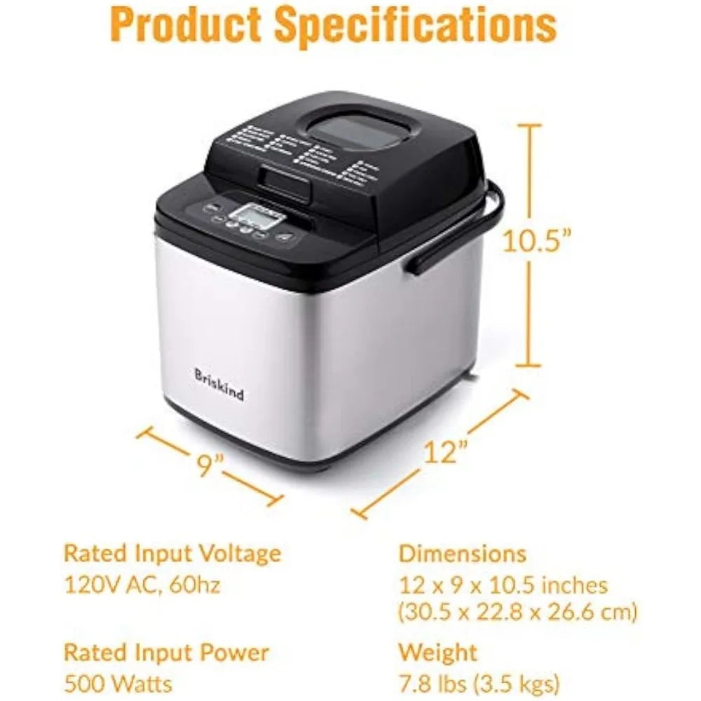 19-in-1 Compact Bread Maker Machine, 1.5 lb / 1 lb Loaf Small Breadmaker with Carrying Handle, Including Gluten Free