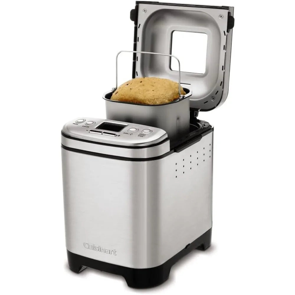 Bread Maker Machine, Compact and Automatic, Customizable Settings, Up to 2lb Loaves, CBK-110P1, Silver,Black