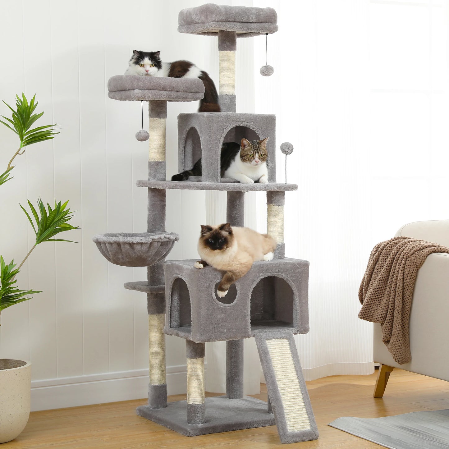 Fast Delivery Large Cat Tree Tower Condo cat scratcher Post Pet Kitty Play House with Hammock Perches Platform rascador gato